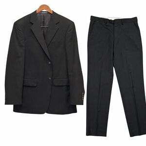 Ted Lapidus Paris Black Wool Suit US 42–44R Long Inseam 33”